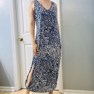 Lilly Pulitzer Maxi Dress Blue White Tank Summer Vacation Lagenlook Beach Medium